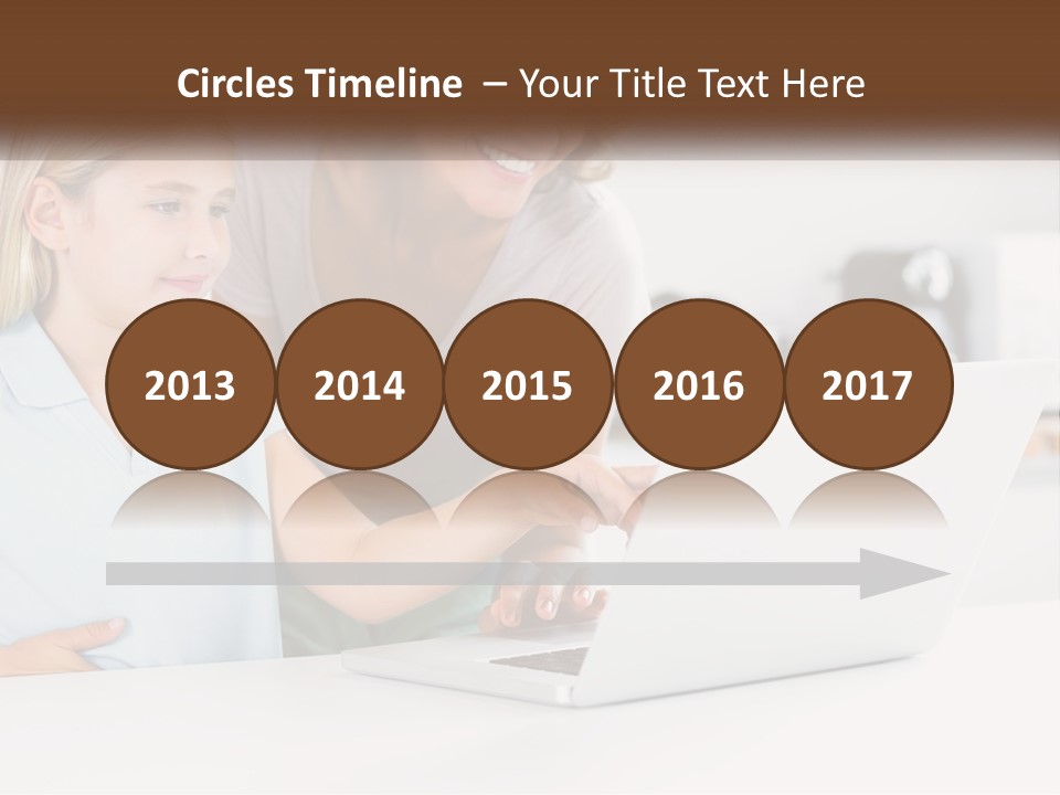 A Woman And A Child Are Looking At A Laptop PowerPoint Template