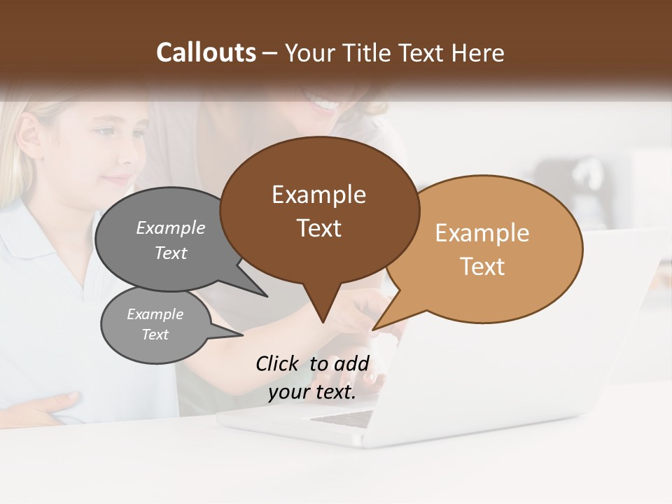 A Woman And A Child Are Looking At A Laptop PowerPoint Template