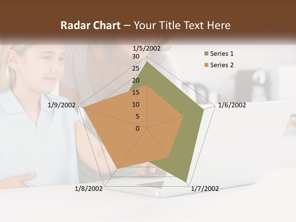 A Woman And A Child Are Looking At A Laptop PowerPoint Template