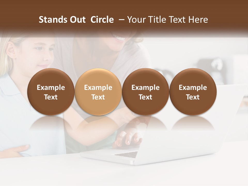 A Woman And A Child Are Looking At A Laptop PowerPoint Template