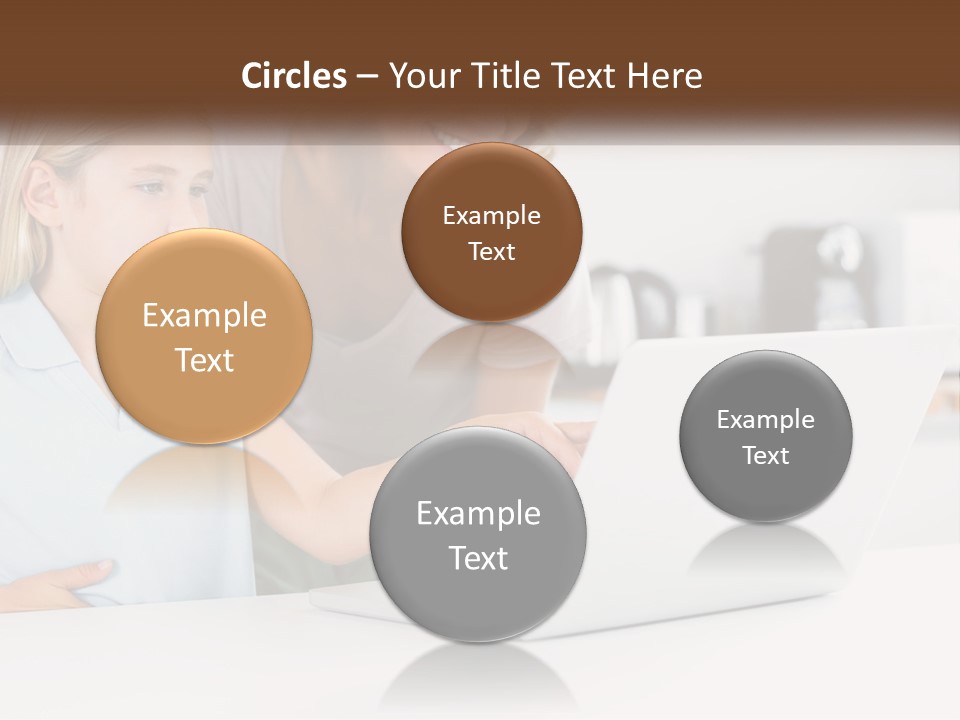 A Woman And A Child Are Looking At A Laptop PowerPoint Template