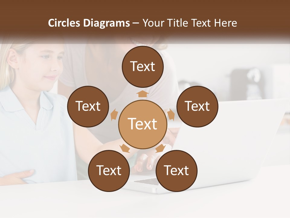 A Woman And A Child Are Looking At A Laptop PowerPoint Template