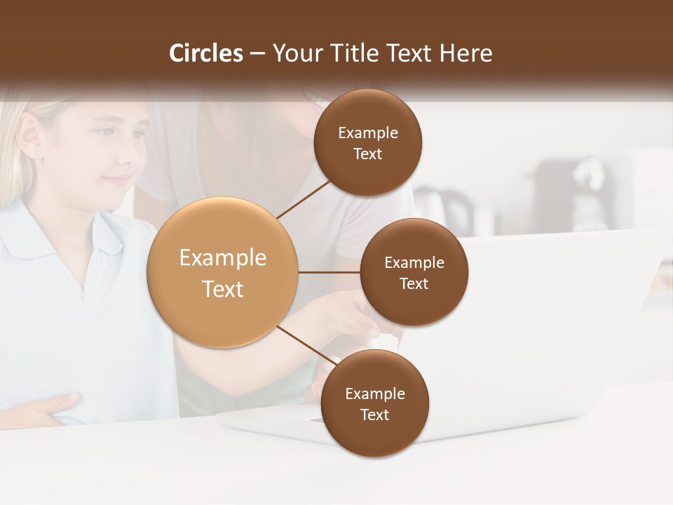 A Woman And A Child Are Looking At A Laptop PowerPoint Template