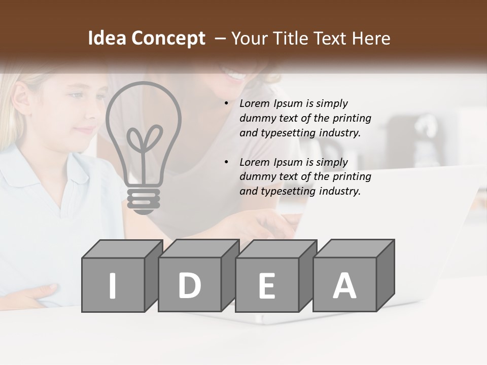 A Woman And A Child Are Looking At A Laptop PowerPoint Template