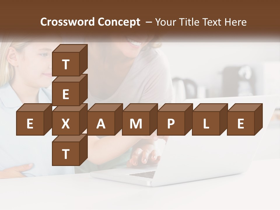 A Woman And A Child Are Looking At A Laptop PowerPoint Template