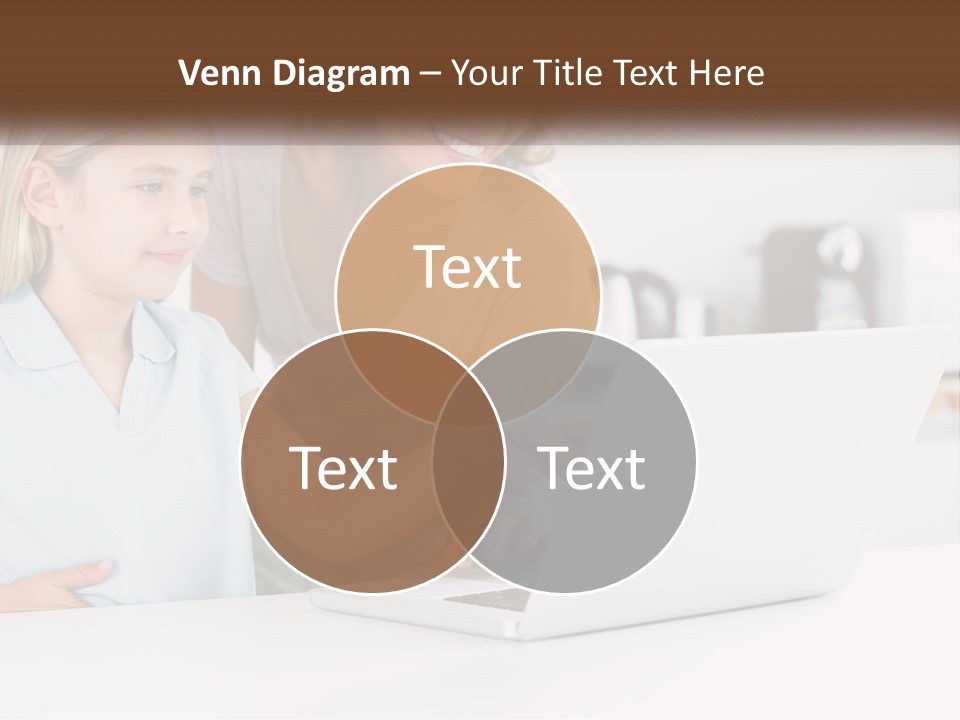 A Woman And A Child Are Looking At A Laptop PowerPoint Template