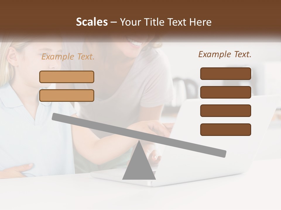 A Woman And A Child Are Looking At A Laptop PowerPoint Template