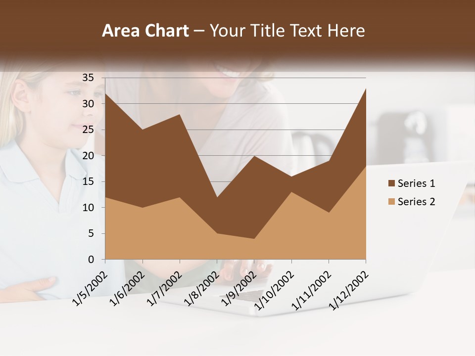 A Woman And A Child Are Looking At A Laptop PowerPoint Template