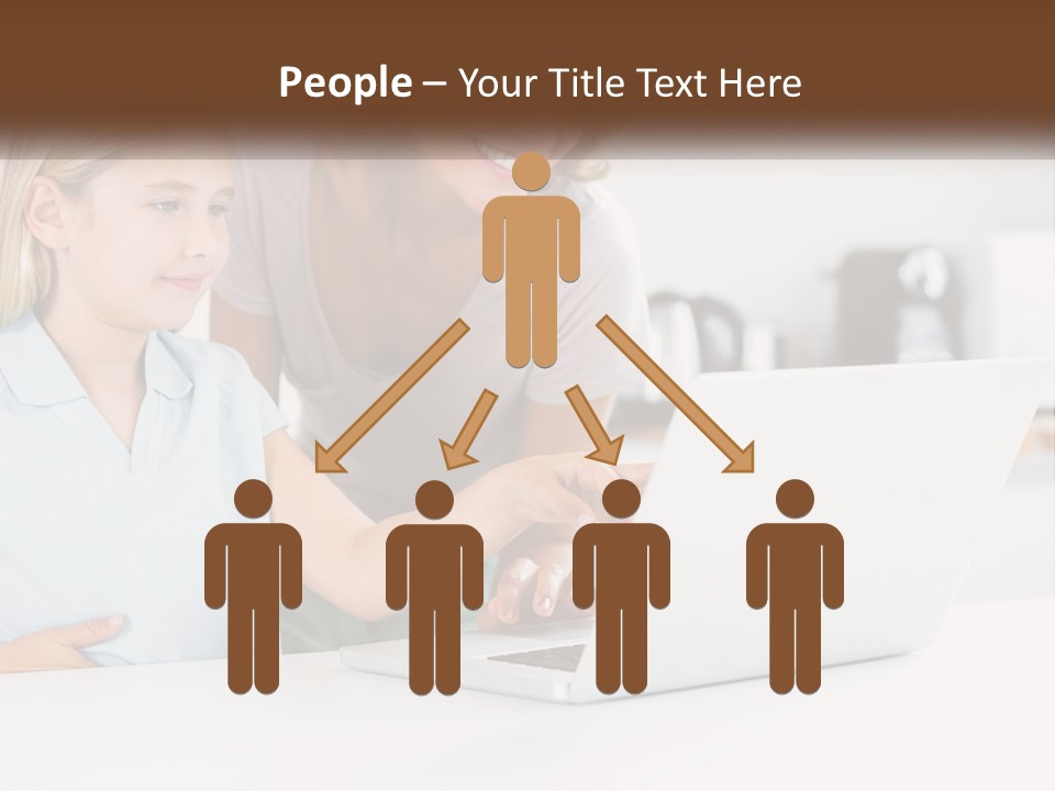 A Woman And A Child Are Looking At A Laptop PowerPoint Template