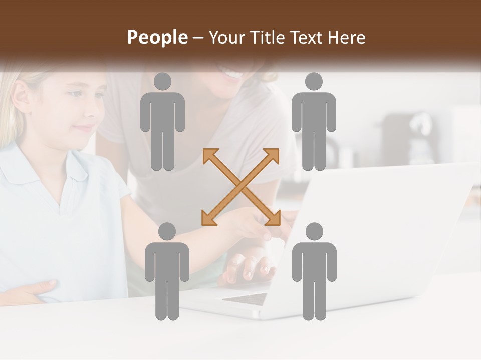 A Woman And A Child Are Looking At A Laptop PowerPoint Template