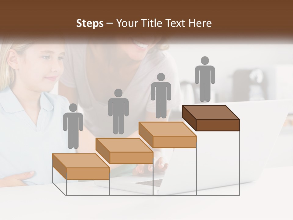 A Woman And A Child Are Looking At A Laptop PowerPoint Template