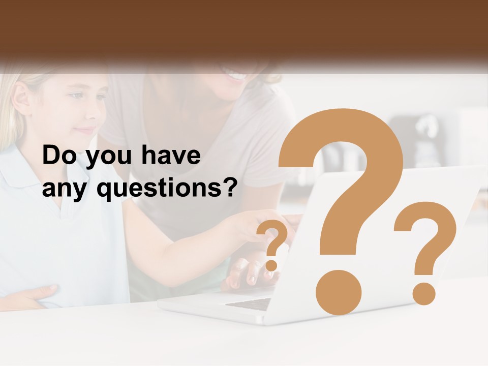 A Woman And A Child Are Looking At A Laptop PowerPoint Template