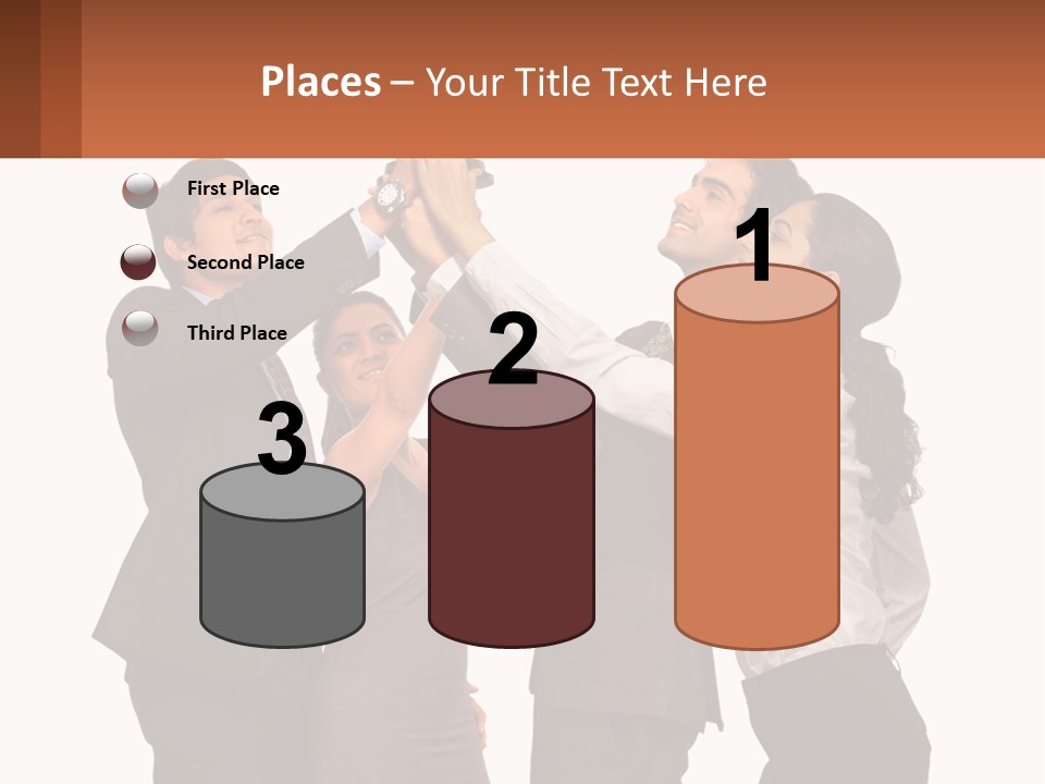 A Group Of People Holding Up A Trophy PowerPoint Template