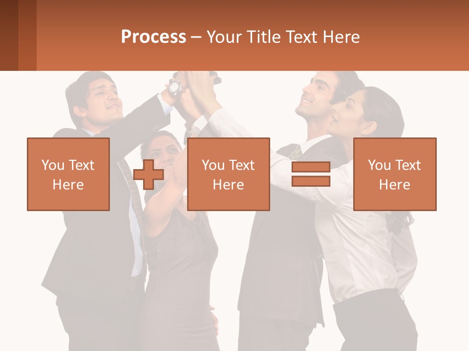 A Group Of People Holding Up A Trophy PowerPoint Template