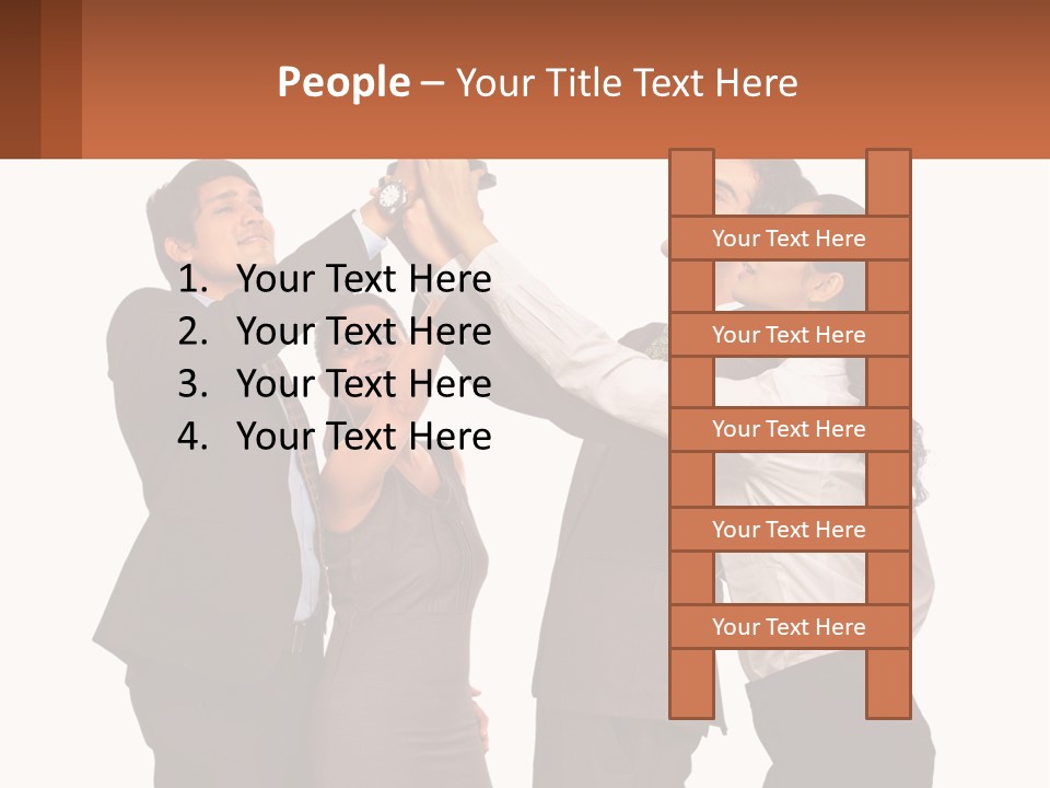 A Group Of People Holding Up A Trophy PowerPoint Template