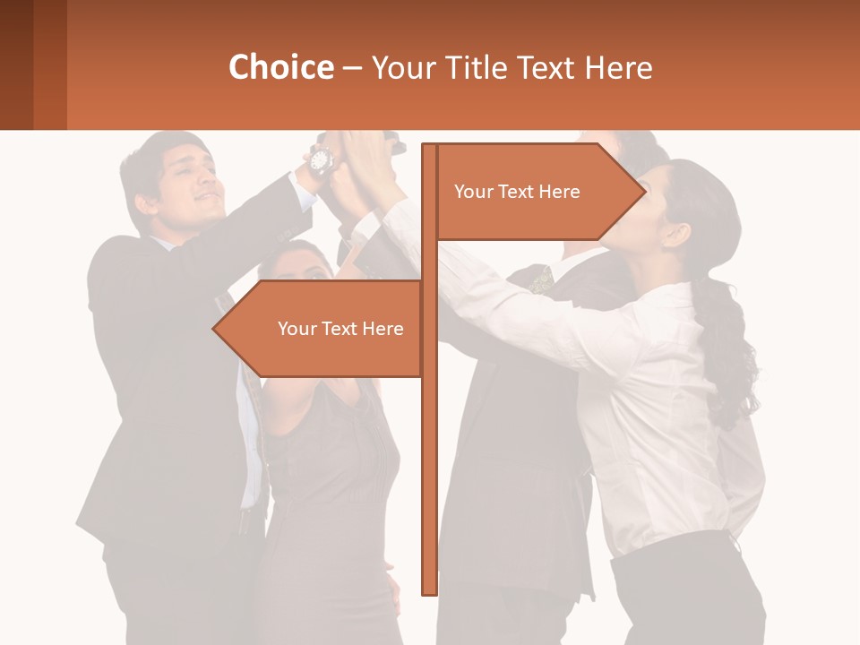 A Group Of People Holding Up A Trophy PowerPoint Template