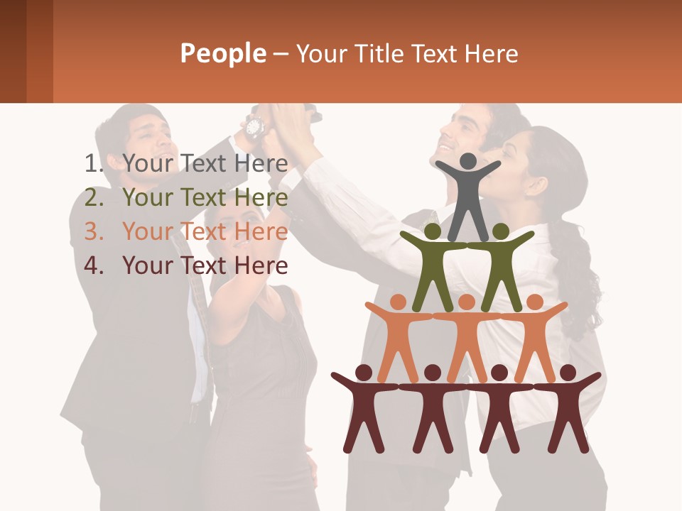 A Group Of People Holding Up A Trophy PowerPoint Template