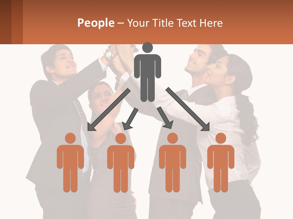 A Group Of People Holding Up A Trophy PowerPoint Template