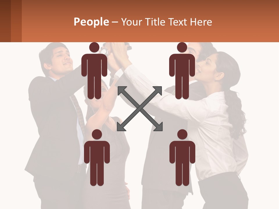 A Group Of People Holding Up A Trophy PowerPoint Template