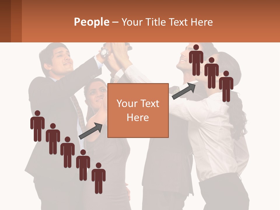 A Group Of People Holding Up A Trophy PowerPoint Template