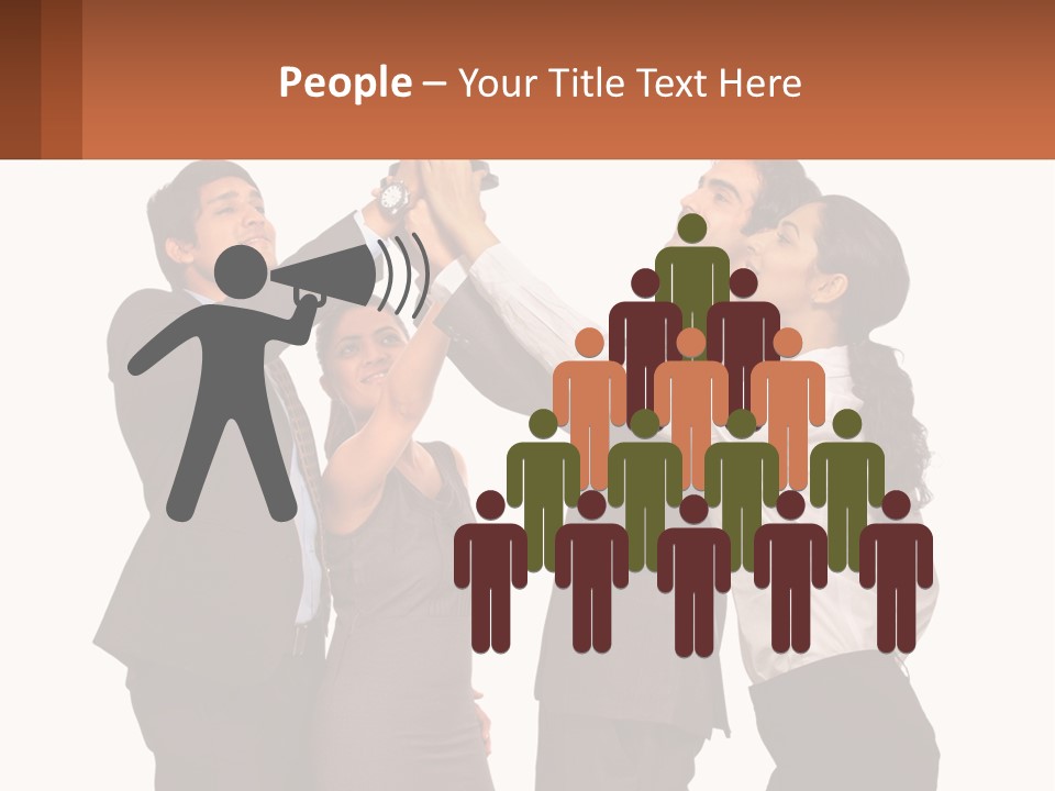 A Group Of People Holding Up A Trophy PowerPoint Template