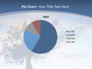 A Woman In A Blue Dress Is Surrounded By Butterflies PowerPoint Template