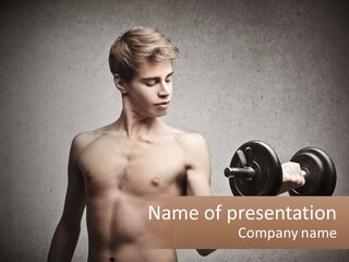 A Shirtless Man Holding A Barbell Powerpoint Template PowerPoint Template