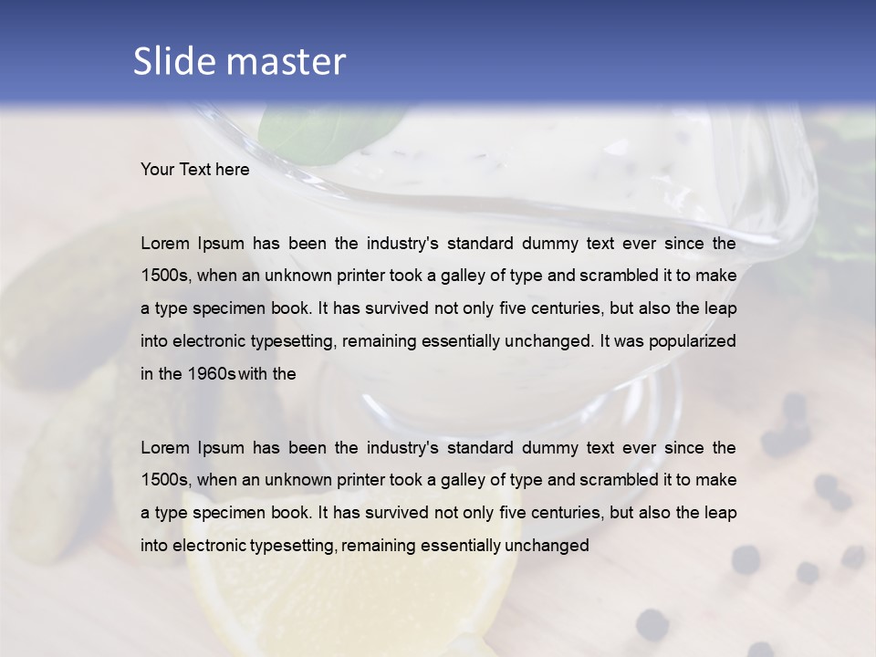 A Bowl Of Yogurt With Lemon Slices On A Cutting Board PowerPoint Template