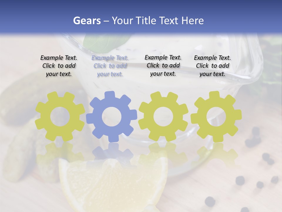 A Bowl Of Yogurt With Lemon Slices On A Cutting Board PowerPoint Template