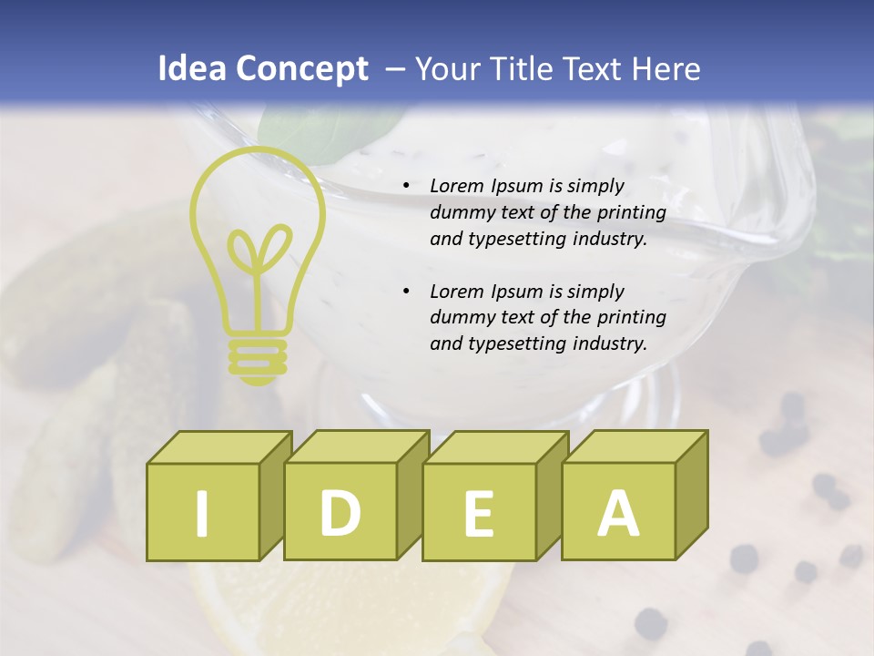 A Bowl Of Yogurt With Lemon Slices On A Cutting Board PowerPoint Template