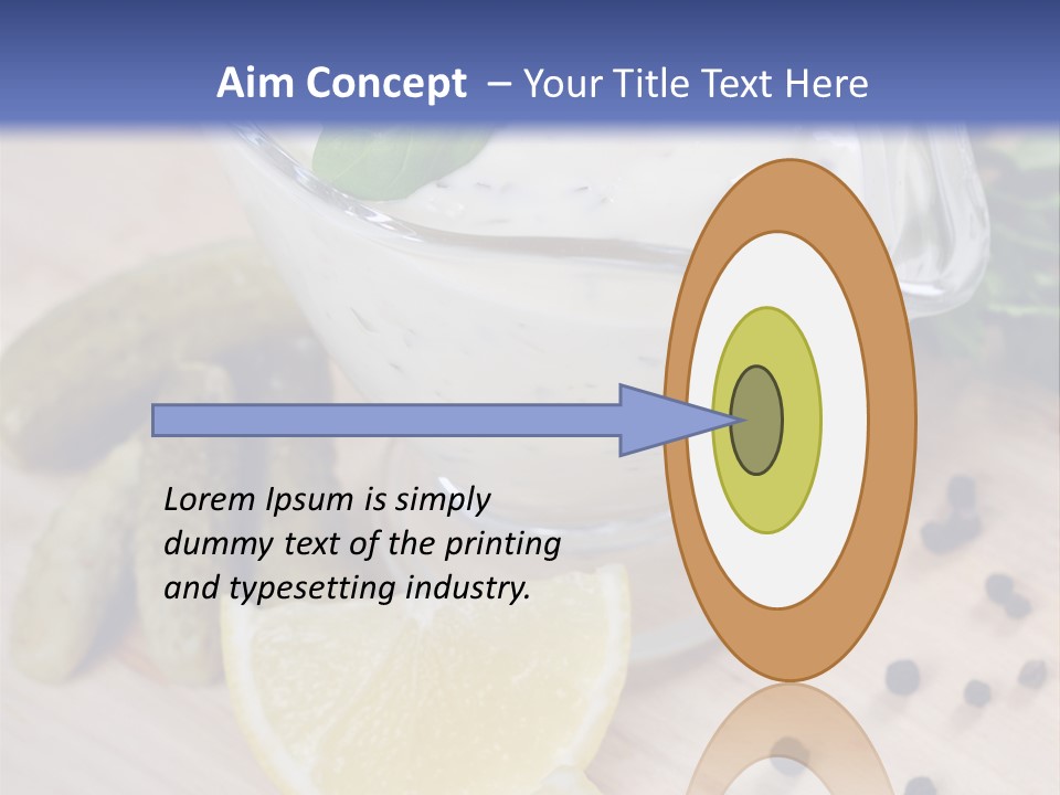 A Bowl Of Yogurt With Lemon Slices On A Cutting Board PowerPoint Template