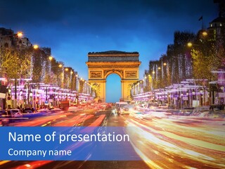 A Picture Of The Arc Of Triumph In Paris PowerPoint Template