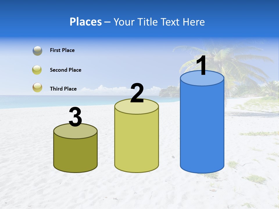 A Palm Tree On A Beach With Blue Water In The Background PowerPoint Template