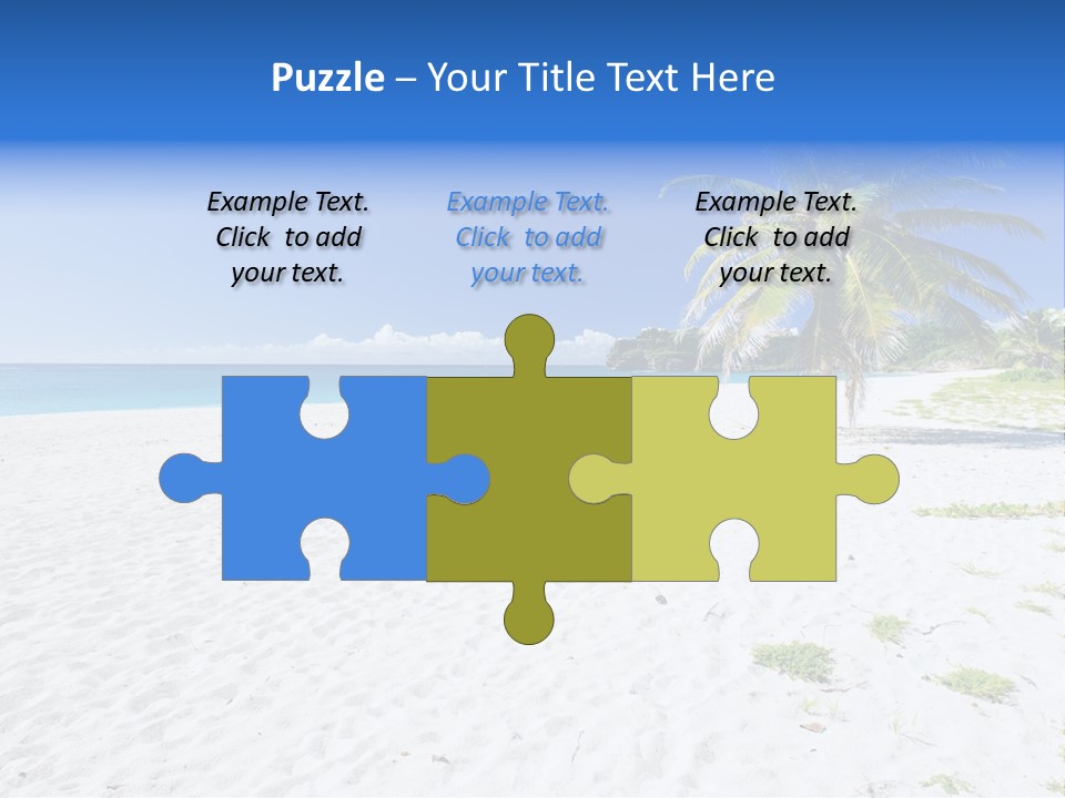 A Palm Tree On A Beach With Blue Water In The Background PowerPoint Template