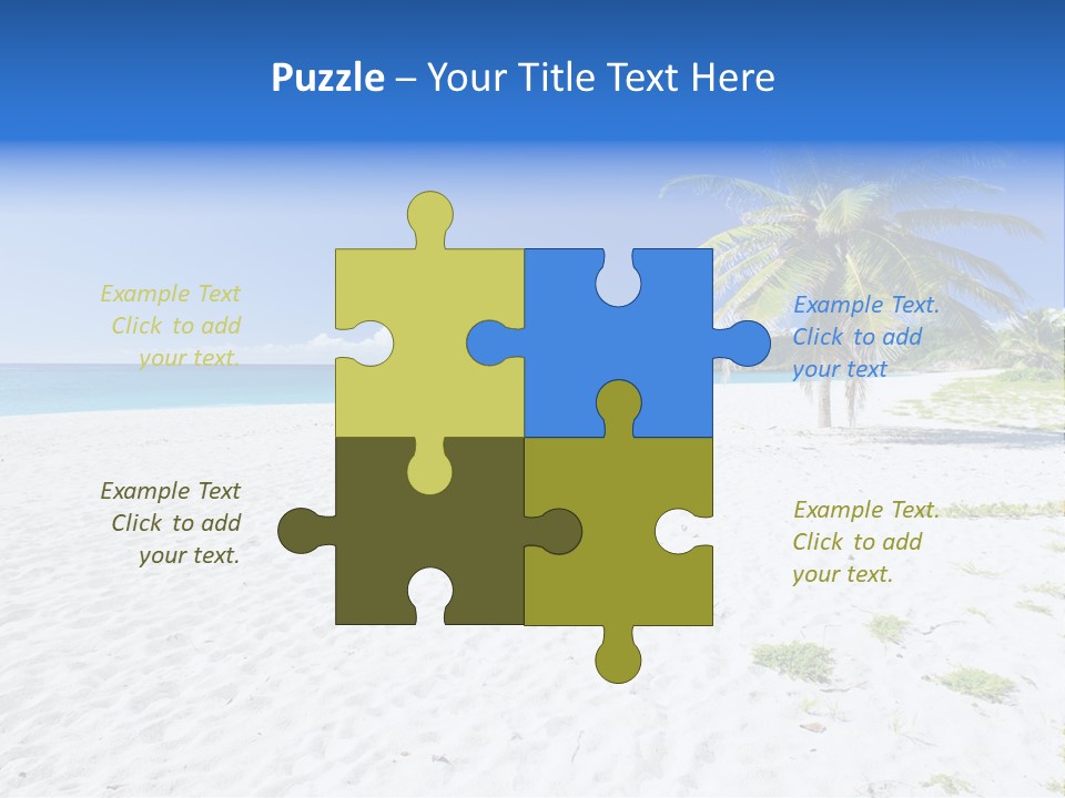 A Palm Tree On A Beach With Blue Water In The Background PowerPoint Template