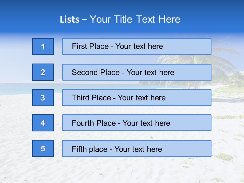 A Palm Tree On A Beach With Blue Water In The Background PowerPoint Template