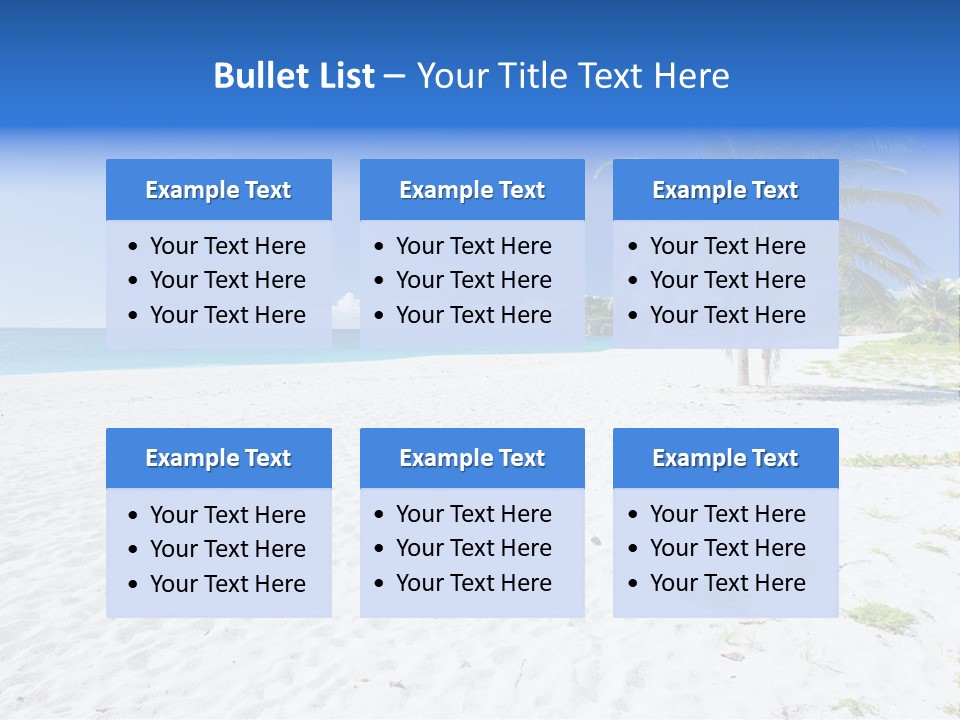 A Palm Tree On A Beach With Blue Water In The Background PowerPoint Template