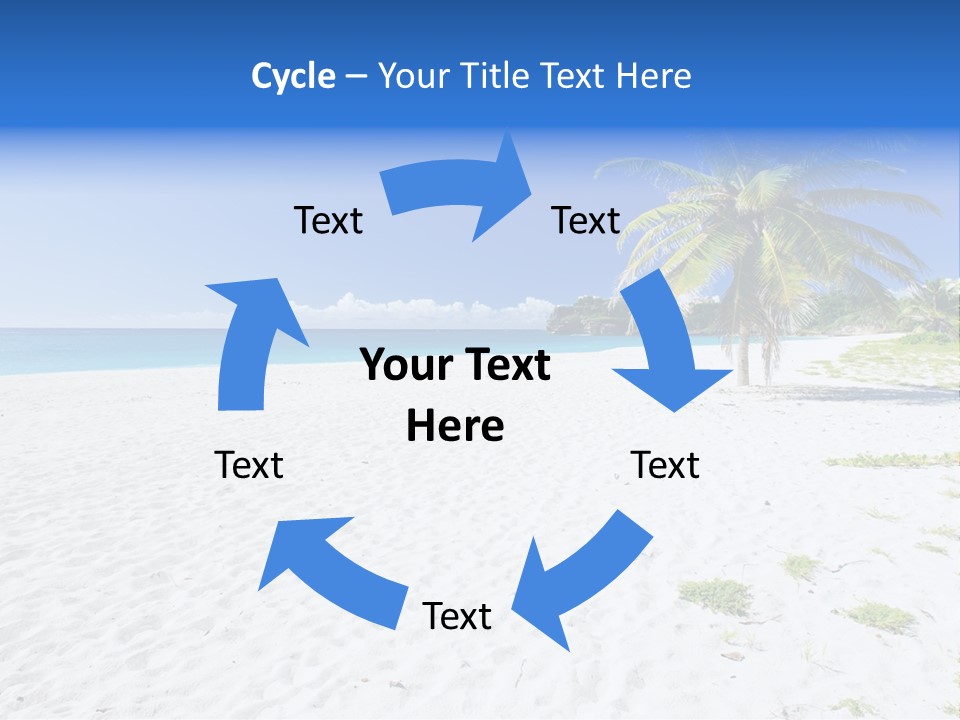A Palm Tree On A Beach With Blue Water In The Background PowerPoint Template