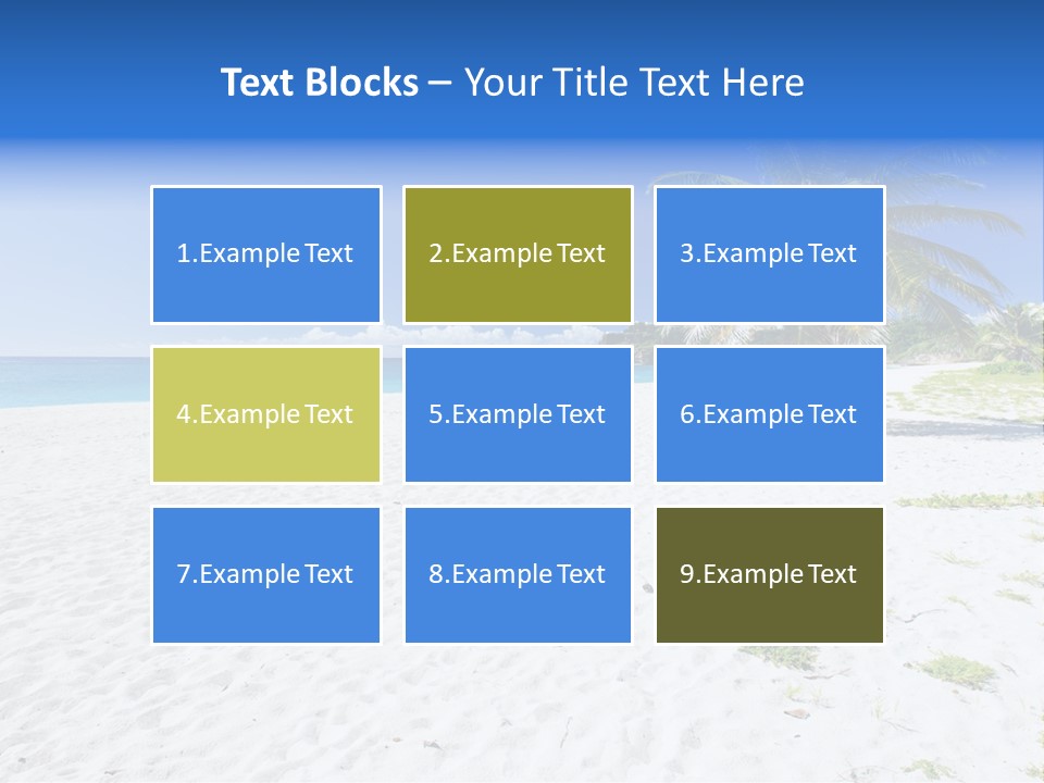 A Palm Tree On A Beach With Blue Water In The Background PowerPoint Template