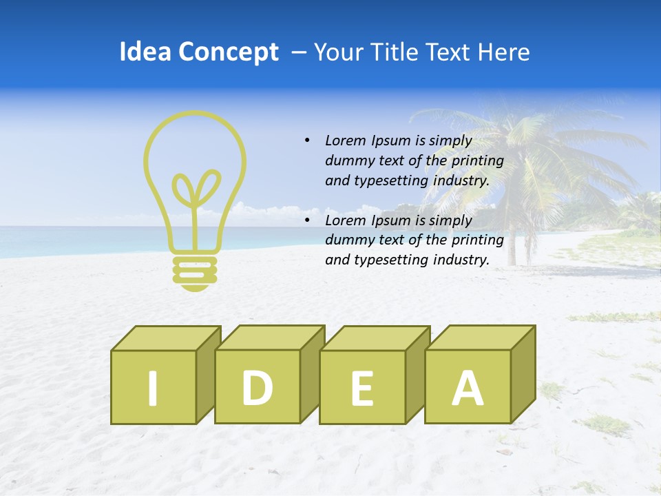 A Palm Tree On A Beach With Blue Water In The Background PowerPoint Template