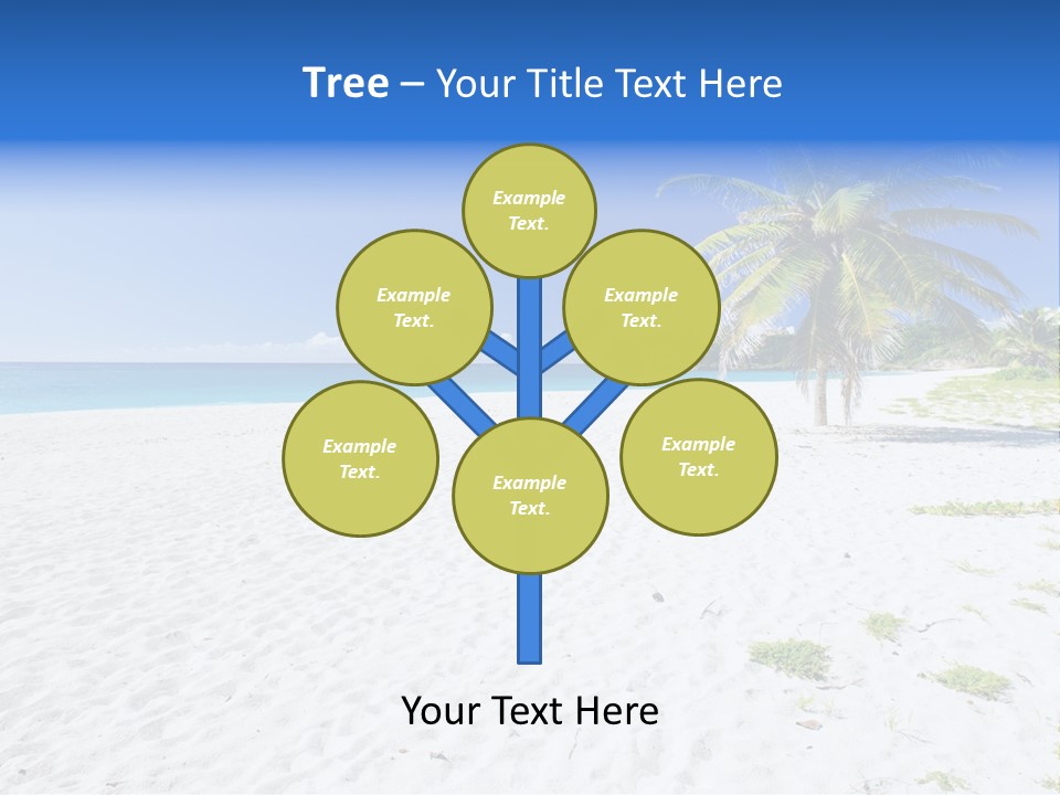 A Palm Tree On A Beach With Blue Water In The Background PowerPoint Template