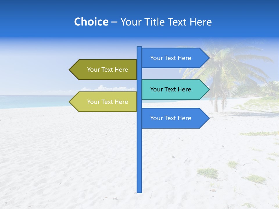 A Palm Tree On A Beach With Blue Water In The Background PowerPoint Template