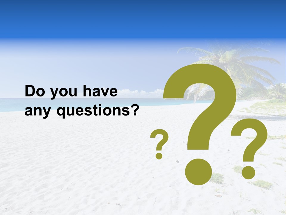 A Palm Tree On A Beach With Blue Water In The Background PowerPoint Template