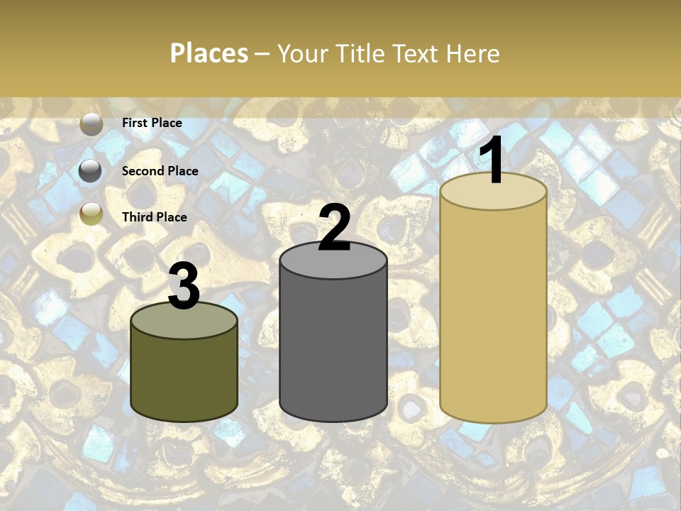 A Blue And Gold Background With A Gold Border PowerPoint Template