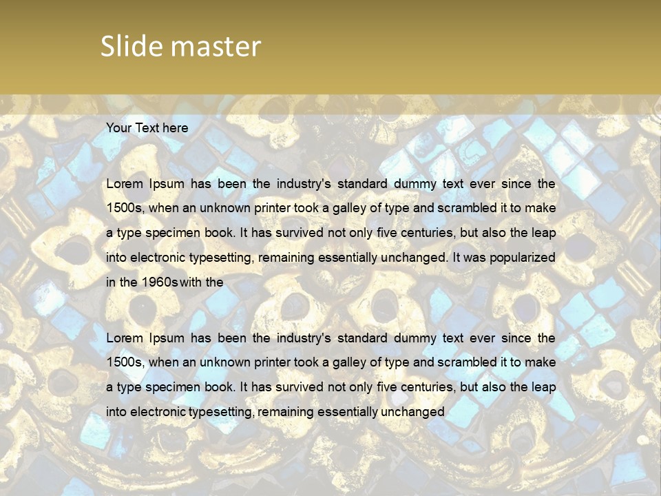 A Blue And Gold Background With A Gold Border PowerPoint Template