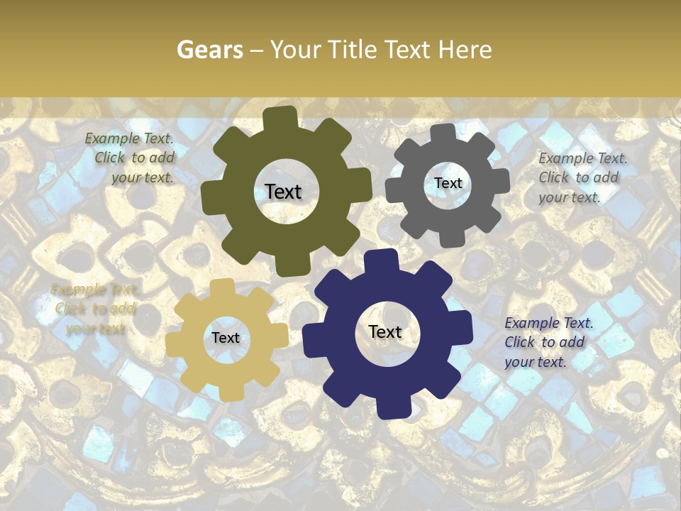 A Blue And Gold Background With A Gold Border PowerPoint Template