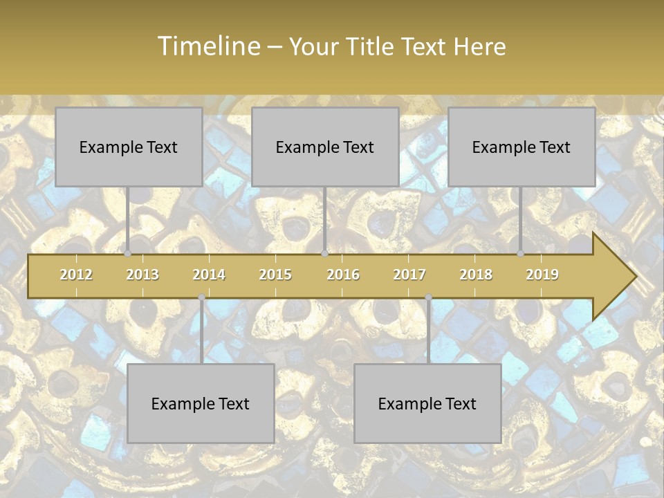 A Blue And Gold Background With A Gold Border PowerPoint Template