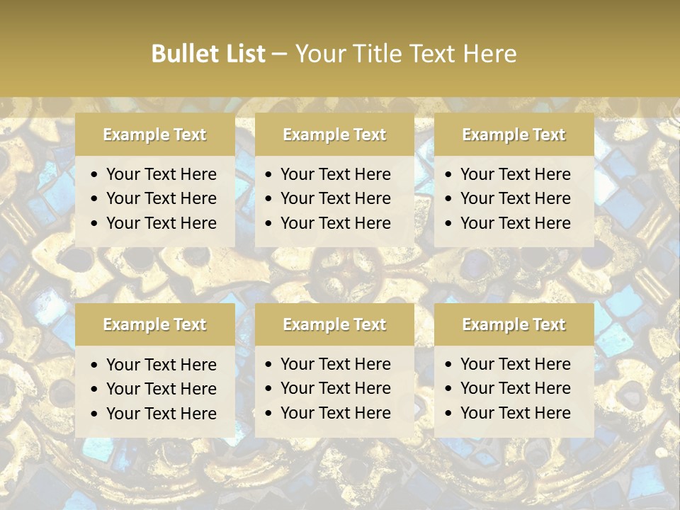 A Blue And Gold Background With A Gold Border PowerPoint Template
