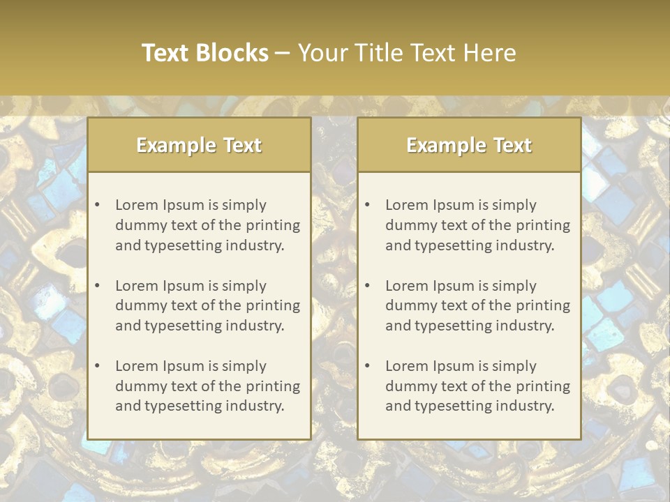 A Blue And Gold Background With A Gold Border PowerPoint Template