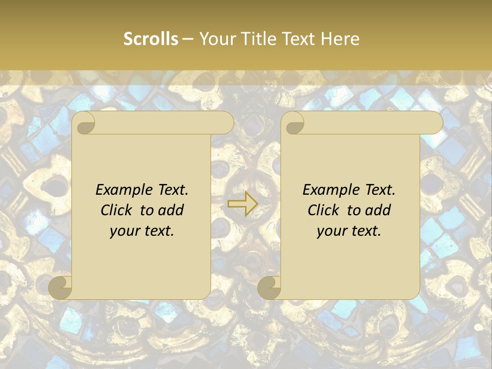 A Blue And Gold Background With A Gold Border PowerPoint Template